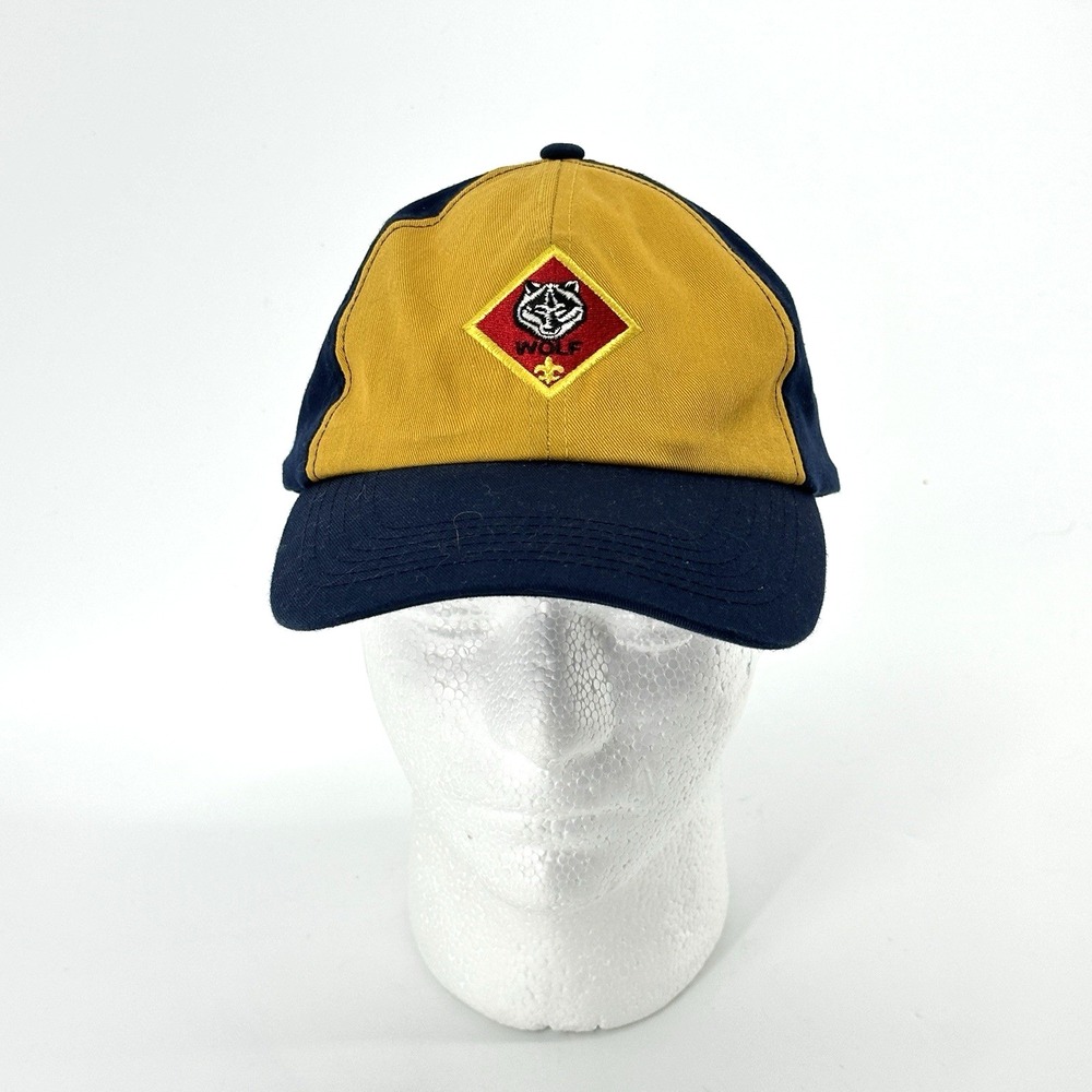 Boy Scout Wolf Hat Cap Blue Yellow Snapback Cub Scouts M/L